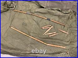 WW2 US Army COMPLETE Closed Flaps Tent 1944-45 2xHalves 2xPoles LATE OD