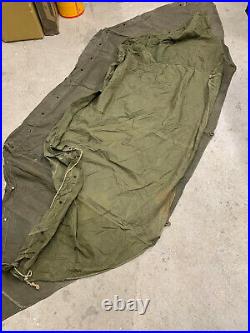 WW2 US Army COMPLETE Closed Flaps Tent 1944-45 2xHalves 2xPoles LATE OD