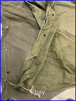 WW2 US Army COMPLETE Closed Flaps Tent 1944-45 2xHalves 2xPoles LATE OD