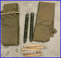 WW2 US Army COMPLETE Tent Early Khaki 1942 2xHalves 2xPoles 1xRope 6xpegs