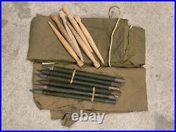 WW2 US Army COMPLETE Tent Early Khaki 1942 2xHalves 2xPoles 1xRope 6xpegs