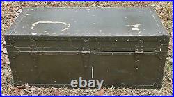 WW2 US Army Foot Locker Trunk Used With Tray 1946 Owner Marked