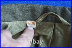 WW2 US Army Ike Jacket 1944, MSGT YD Patches Overseas Service Bars 40 R, Labels