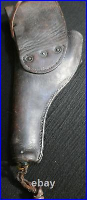 WW2 US Army M1917 Leather Pistol Holster. 38 Caliber 1942 Dated & Lanyard Thong