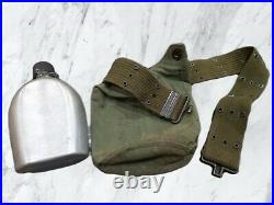 WW2 US Army Military Canteen & Belt 1945 Massillon AL. CO Pacific Theater Okinawa