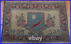 WW2 US Army Persian Gulf Command War Rug 1943 1944 Carpet 2x3 Wool Signed Rare