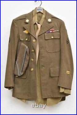 WW2 US Army Wool Service Dress Tunic Jacket, Cap, Pants, Shirt, Hat & Tie NAMED