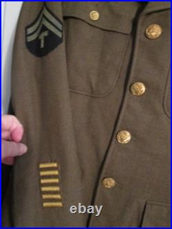 WW2 US Army four button jacket & trousers 2nd EngineerBn Normandy Bulge read