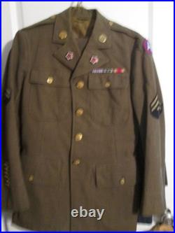 WW2 US Army four button jacket & trousers 2nd EngineerBn Normandy Bulge read