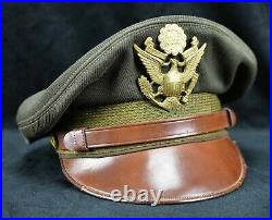 WW2 US Officer visor cap hat Army Air Corp force crusher pilot Bancroft Flighter