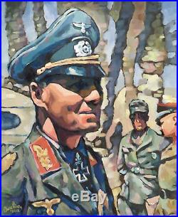 WW2 WWII Africa German Wehrmacht General Rommel Portrait Army Oil Art Painting