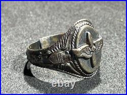 WW2 WWII Military USAAC US Army Air Corps Sterling Silver Ring Wings & Propeller