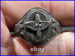 WW2 WWII Military USAAC US Army Air Corps Sterling Silver Ring Wings & Propeller