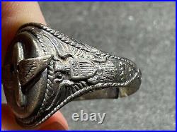 WW2 WWII Military USAAC US Army Air Corps Sterling Silver Ring Wings & Propeller