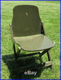 WW2 WWII U. S. Army Folding Wood Chair Stamped U. S. American Seating Co. Original