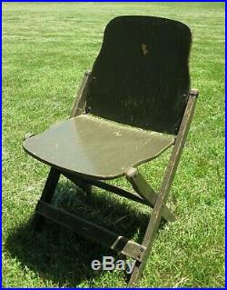 WW2 WWII U. S. Army Folding Wood Chair Stamped U. S. American Seating Co. Original