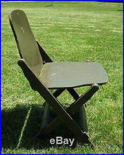 WW2 WWII U. S. Army Folding Wood Chair Stamped U. S. American Seating Co. Original