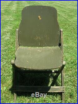 WW2 WWII U. S. Army Folding Wood Chair Stamped U. S. American Seating Co. Original