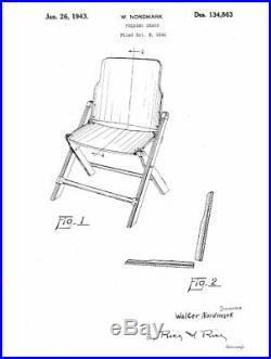 WW2 WWII U. S. Army Folding Wood Chair Stamped U. S. American Seating Co. Original
