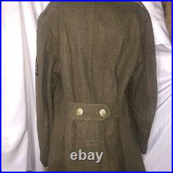 WW2 WWII U. S. Army Wool Coat Overcoat Heavy Olive Green Airborne Sargent