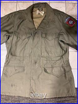 WW2 WWII US ARMY M1943 M43 FIELD JACKET- 36R 82nd Airborne Infantry PARATROOPER