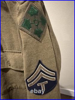 WW2 WWII US Army M37 Wool Shirt Trousers Set 4th Infantry Patch Technician 16/34 WW2 WWII US Army M37 Wool Shirt Trousers Set 4th Infantry Patch Technician 16/34