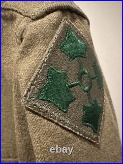 WW2 WWII US Army M37 Wool Shirt Trousers Set 4th Infantry Patch Technician 16/34