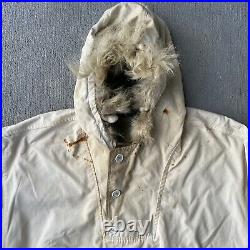WW2 WWII US Army Reversible Wolf Fur Trimmed Hood Ski Parka Original OD & White