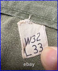 WW2 era US Army HBT Combat Field Trousers Pants Fatigue Uniform Size 32x33