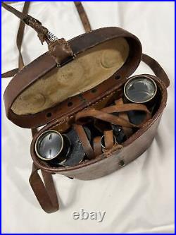 WWI WWII US ARMY TYPE EE SIGNAL CORP BAUSCH & LOMB BINOCULARS With COMPASS CASE