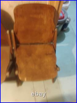 WWII 1940s ORIGINAL US Army American Seating Co MI Wooden Folding Chair SET of 4