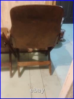 WWII 1940s ORIGINAL US Army American Seating Co MI Wooden Folding Chair SET of 4