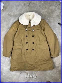 WWII 1943 Army Canvas Jeep Coat Mackinaw Jacket Double Lined Sheepskin Canadian