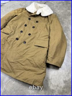 WWII 1943 Army Canvas Jeep Coat Mackinaw Jacket Double Lined Sheepskin Canadian