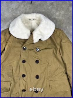 WWII 1943 Army Canvas Jeep Coat Mackinaw Jacket Double Lined Sheepskin Canadian