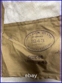 WWII 1943 Army Canvas Jeep Coat Mackinaw Jacket Double Lined Sheepskin Canadian