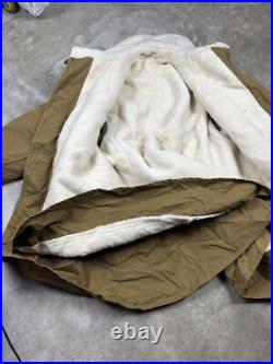 WWII 1943 Army Canvas Jeep Coat Mackinaw Jacket Double Lined Sheepskin Canadian