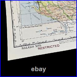 WWII 1944 Balkan Mountains U. S. Army Air Force European Combat Aircraft Map