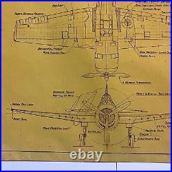 WWII 1944 U. S. Army Air Corps Republic P-47 Thunderbolt Blueprint WW2 Relic