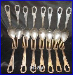 WWII 2 US Army Military Silverware 7 Forks & 8 Spoons US Marked 15 piece