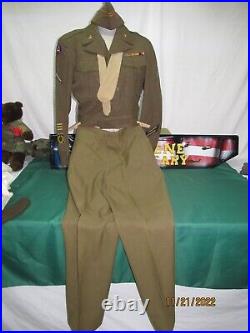 WWII 3Rd Army & Army Service Forces Jacket 36R Pants 27.5 x 30.5 Hat & Tie