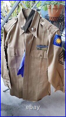 WWII 40th Inf US Army Master Sergent Uniform Jacket Trousers Tie Belt Combat Pin