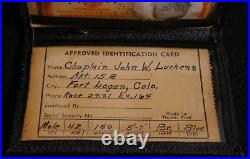 WWII AAF Army Air Corps Identification Card Chaplain Captain Luckens 1504th Base