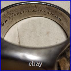 WWII ARMY AIR CORP RING STERLING w 1/20 GF ACCENTS WW2 Mother of Pearl Jewelry