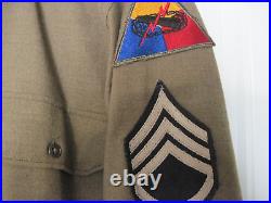 WWII Army Coat Style Special Uniform Shirt Ascott & Patches Size 15-35 Excellent