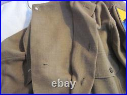 WWII Army Coat Style Special Uniform Shirt Ascott & Patches Size 15-35 Excellent