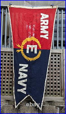 WWII Army Navy Banner E Production Award Flag P. Q. D. WW2 HUGE