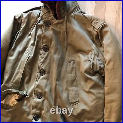 WWII B-9 40's Vtg Military Parka Coat Jacket With Hood US Army Rare Winter read