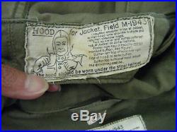 WWII Dated 1943 Army Military Field Hooded Jacket m-1943-size 38R -Bust 46/M