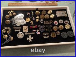WWII-Desert Storm US Military Insignia Lot Buckle Badges Buttons Navy Army